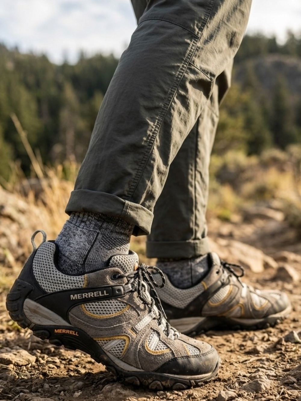 Merrell Trail Ventilator Hiking Shoes Mens 9.5 Gray Mesh Suede Outdoor J48530C